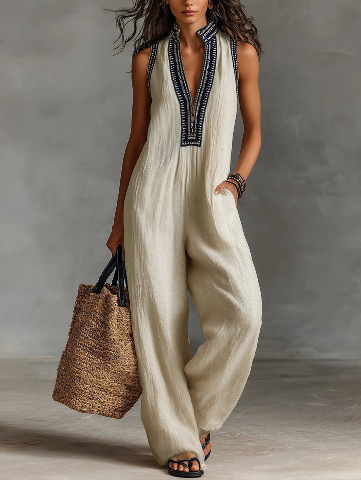 Fiamma - Sleeveless Jumpsuit with Minimalist High Collar and Zip | Atelier