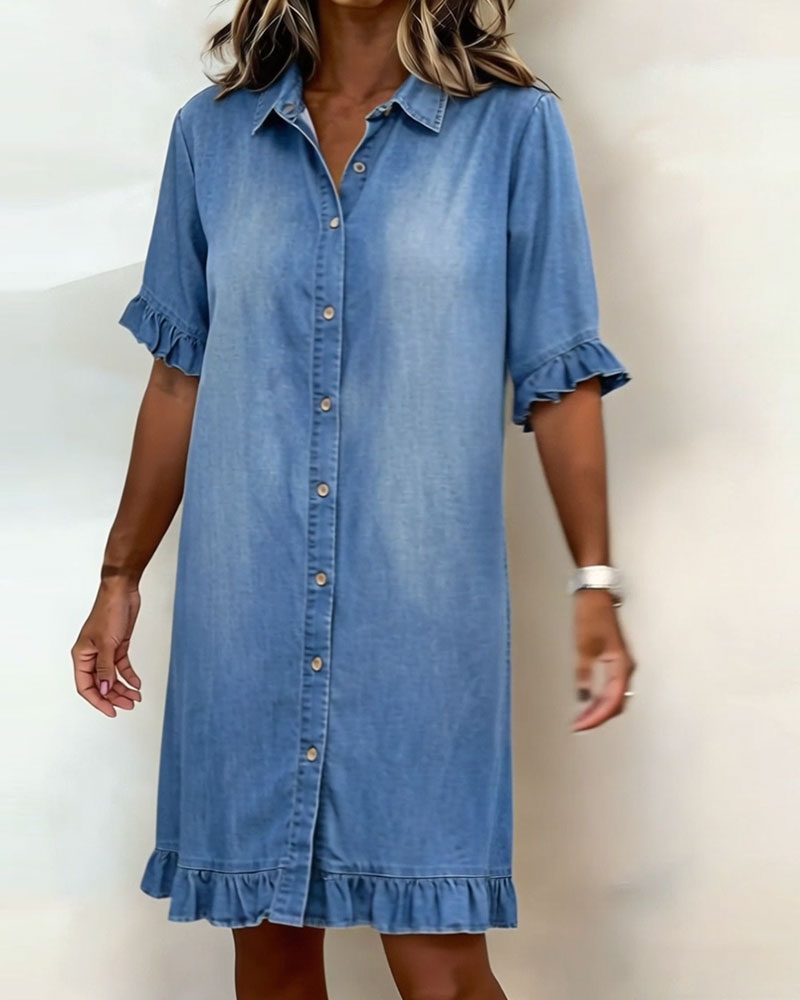 Belinda| Comfortable denim dress with flattering ruching | House
