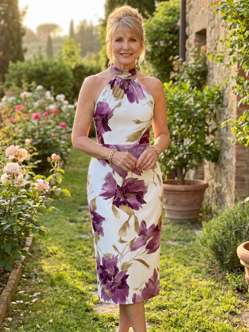 Zinnara | Halter Neck Floral Print Midi Dress | Exclusive