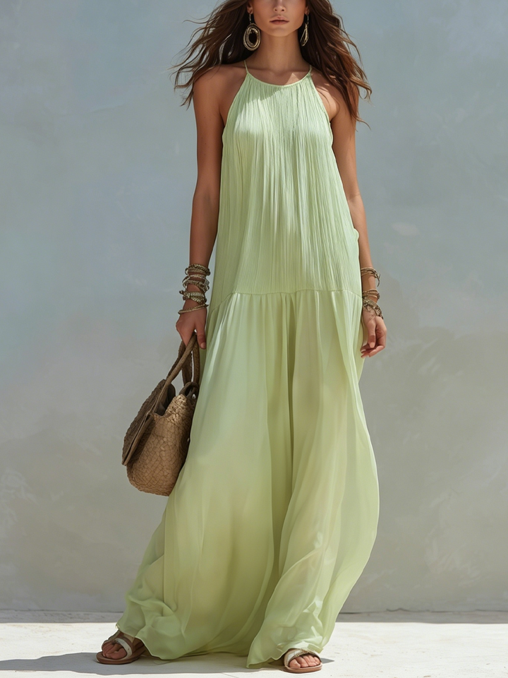 LIVIA | Maxi Robe Boho Vert Pistache | Boutique