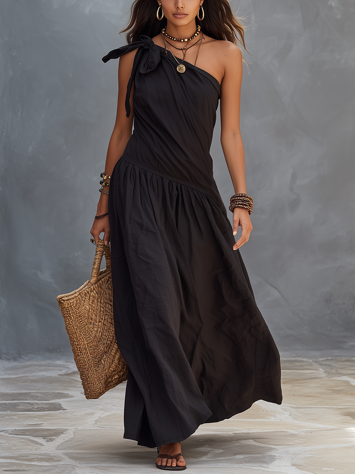 SELENA | Maxi Abito Monospalla Nero | Brand