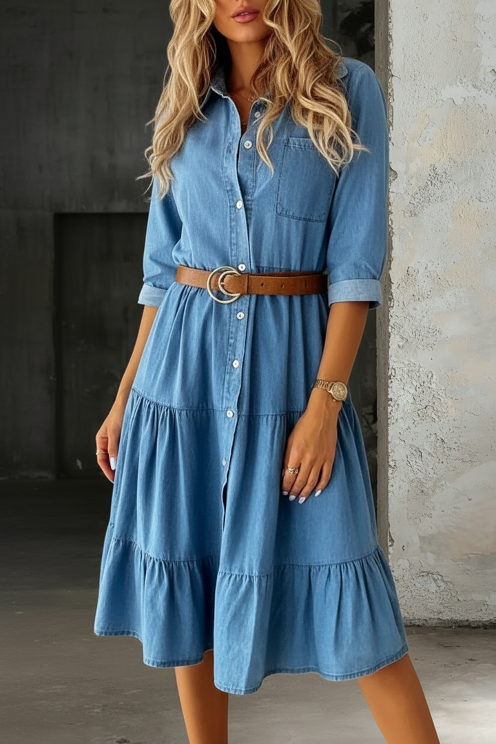 Barbara | Robe en Jean Élégante et Décontractée