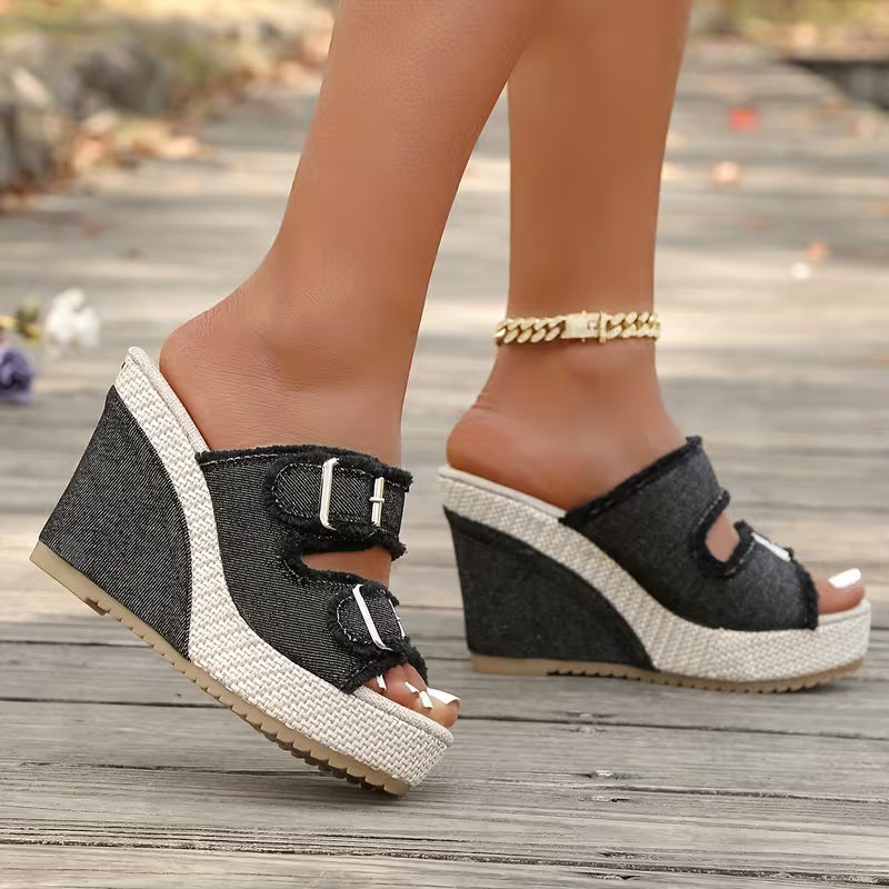 Atelier | Fray Edge Wedge Sandals | Label