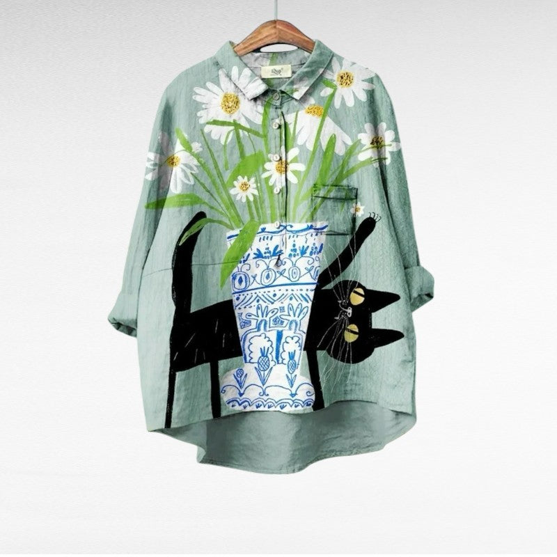 MOREAU LYON | BLOUSE CHAT FLEURI POUR FEMMES | Design