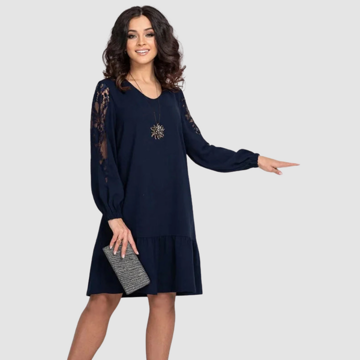 Mina™ Elegant Lace Sleeve Midi Dress | Craft