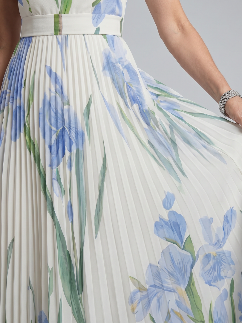 Ophelia | Sleeveless Square Neck Floral Print Midi Dress | House