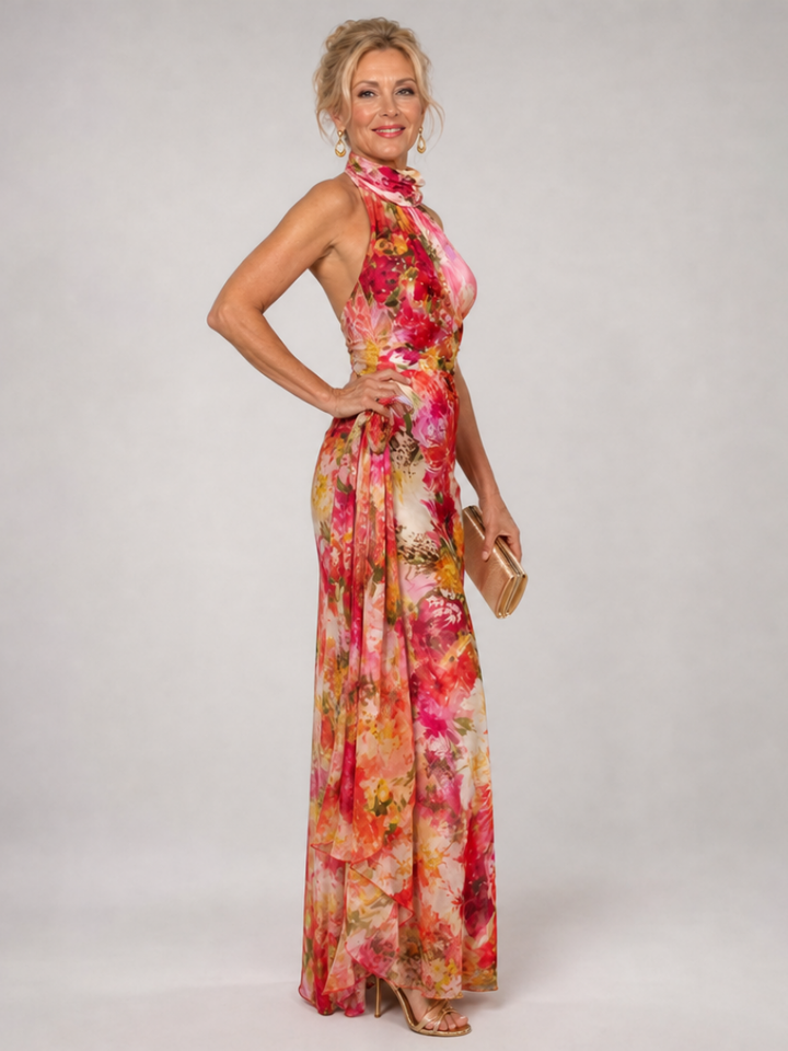 Elisabetta | Halter Neck Floral Print Maxi Dress | Workshop