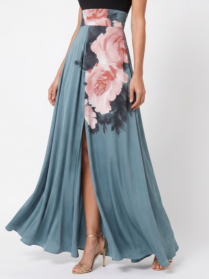 Olympas | Robe Maxi à Bretelles avec Jupe Florale | Studio