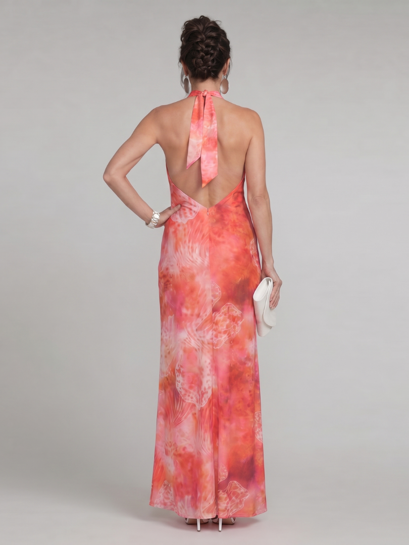Coraline | Halter Neck Printed Pattern Maxi Dress | Luxe