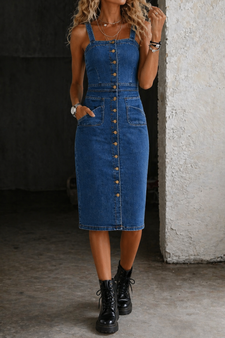 Indira | Button-Up Denim Dress | Style