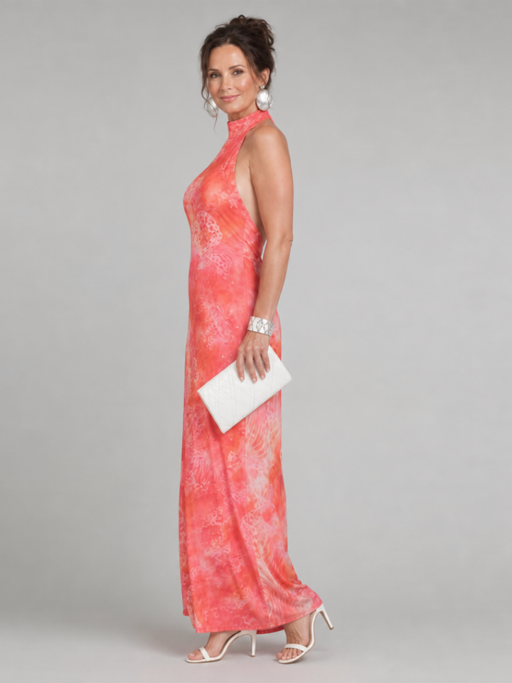 Coraline | Halter Neck Printed Pattern Maxi Dress | Luxe