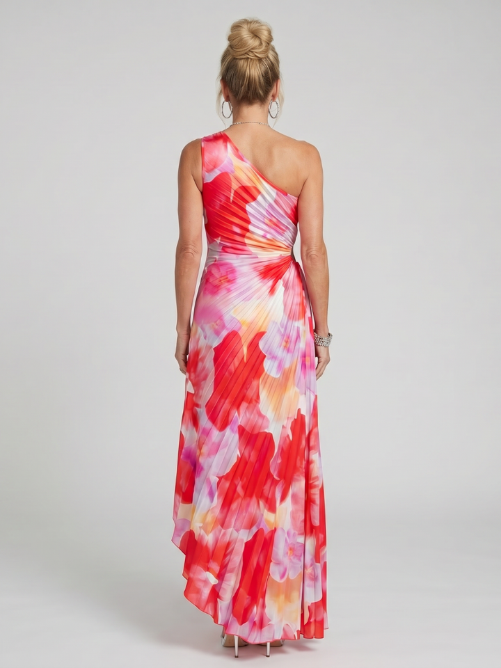 Taya | One Shoulder Pleated Bodice Midi Dress | Atelier