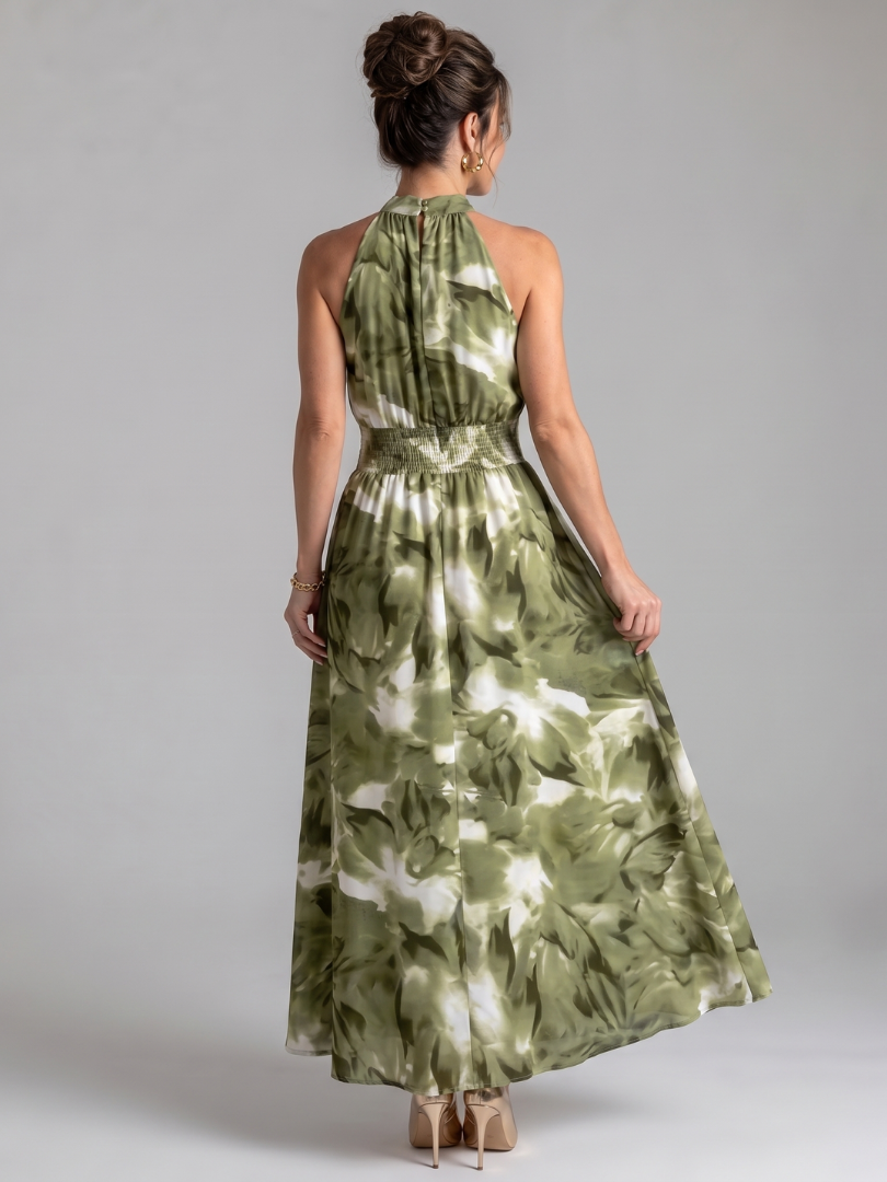 Olivia | Robe Midi à Taille Rassemblée et Imprimé Abstrait | Co