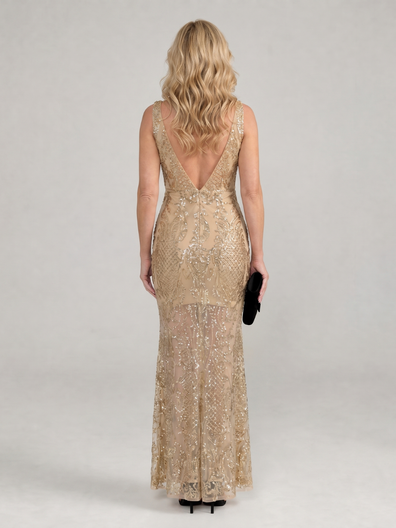 Sirea | Robe Midi Sans Manches en Tulle à Paillettes | Sélectionner