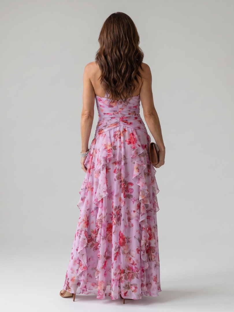Nori | Halter Neck Ruched Bodice Floral Maxi Dress | Gallery