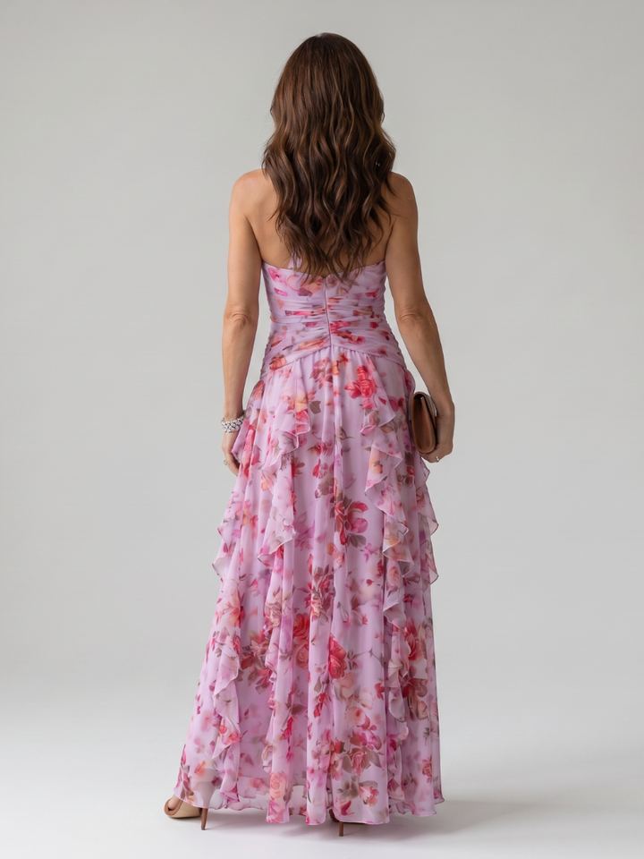 Nori | Halter Neck Ruched Bodice Floral Maxi Dress | Gallery