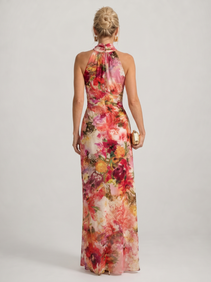 Elisabetta | Robe Maxi Imprimé Floral à Col Halter | Atelier
