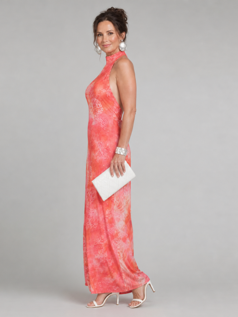 Coraline | Robe Maxi à Imprimé avec Col Halter | Luxe