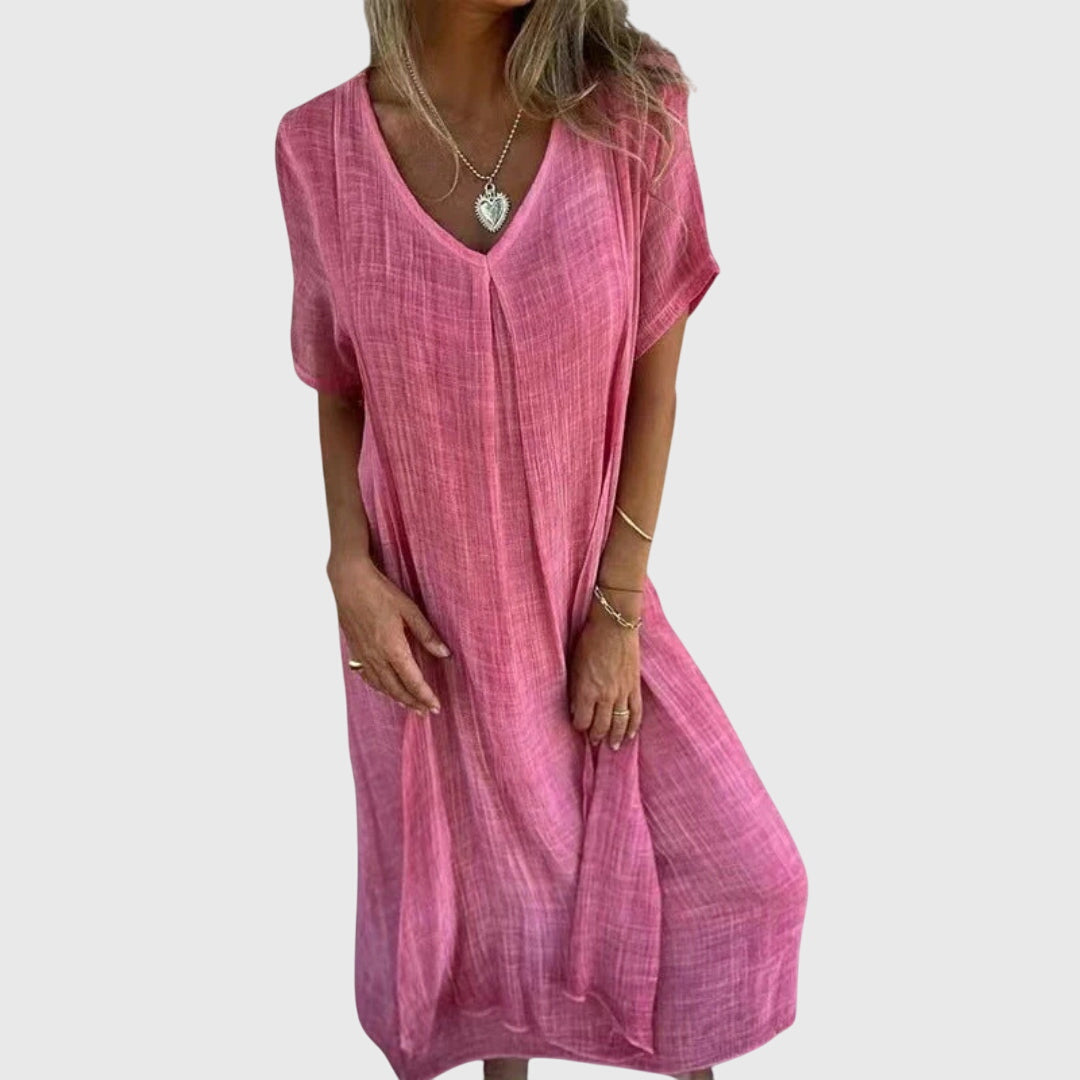 Nelle | Robe V-Cou Légère et Élégante