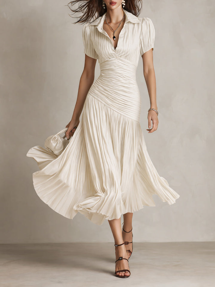 Adriana - Retro Striped Satin Midi Dress | Boutique