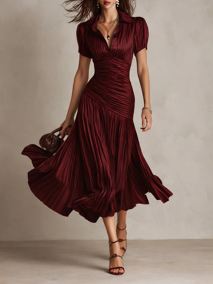 Adriana - Retro Striped Satin Midi Dress | Boutique