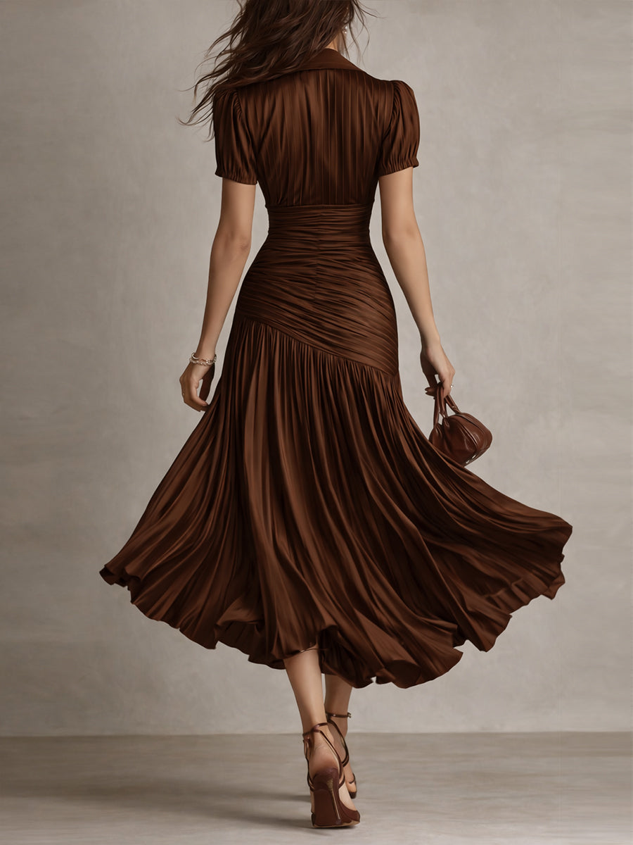 Adriana - Retro Striped Satin Midi Dress | Boutique