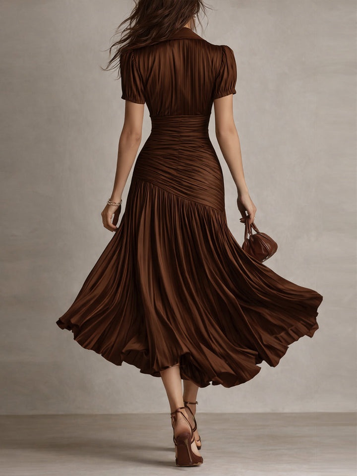 Adriana - Retro Striped Satin Midi Dress | Boutique