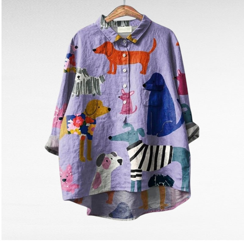 MOREAU LYON | BLOUSE MOTIFS CHIENS POUR FEMMES | Artisan