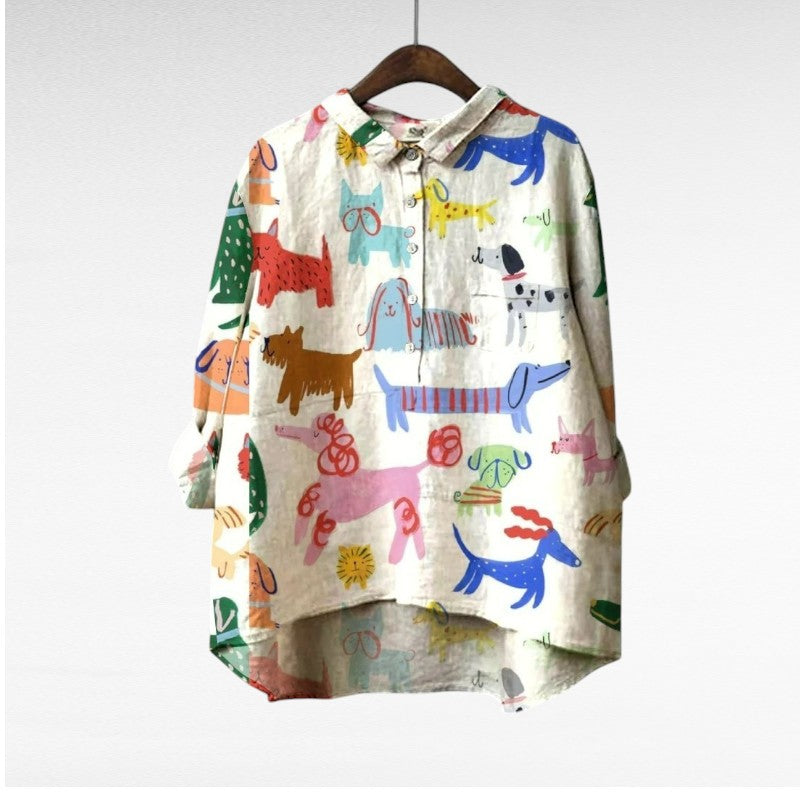 MOREAU LYON | BLOUSE MOTIFS CHIENS POUR FEMMES | Artisan