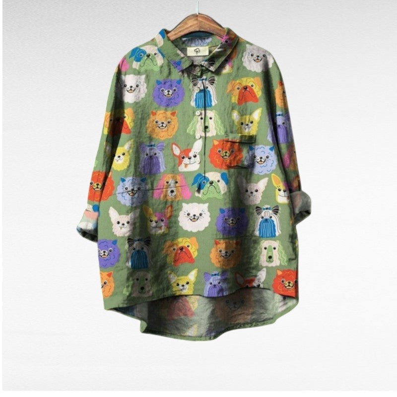 MOREAU LYON | BLOUSE MOTIFS CHIENS POUR FEMMES | Artisan