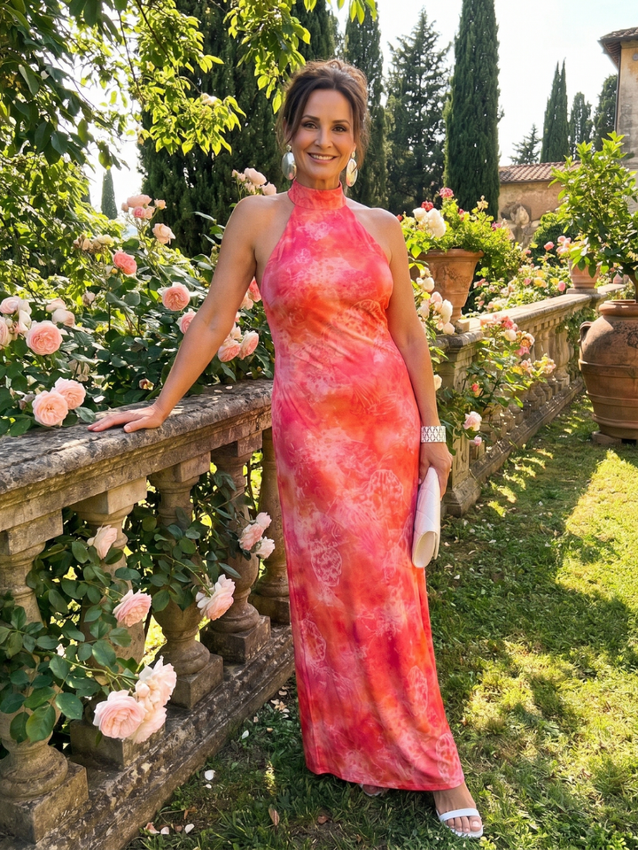 Coraline | Robe Maxi à Imprimé avec Col Halter | Luxe