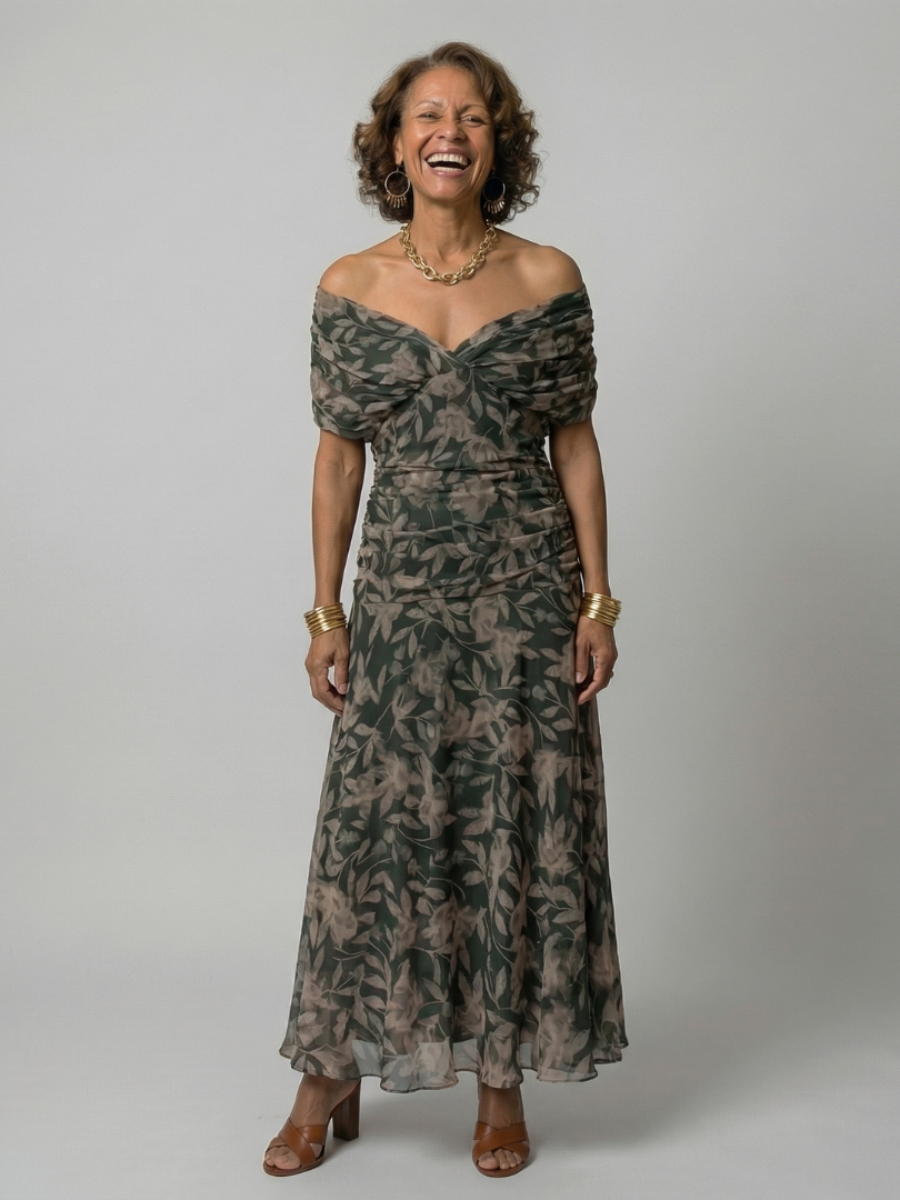 Calen | Off Shoulder Flow Midi Dress | Style