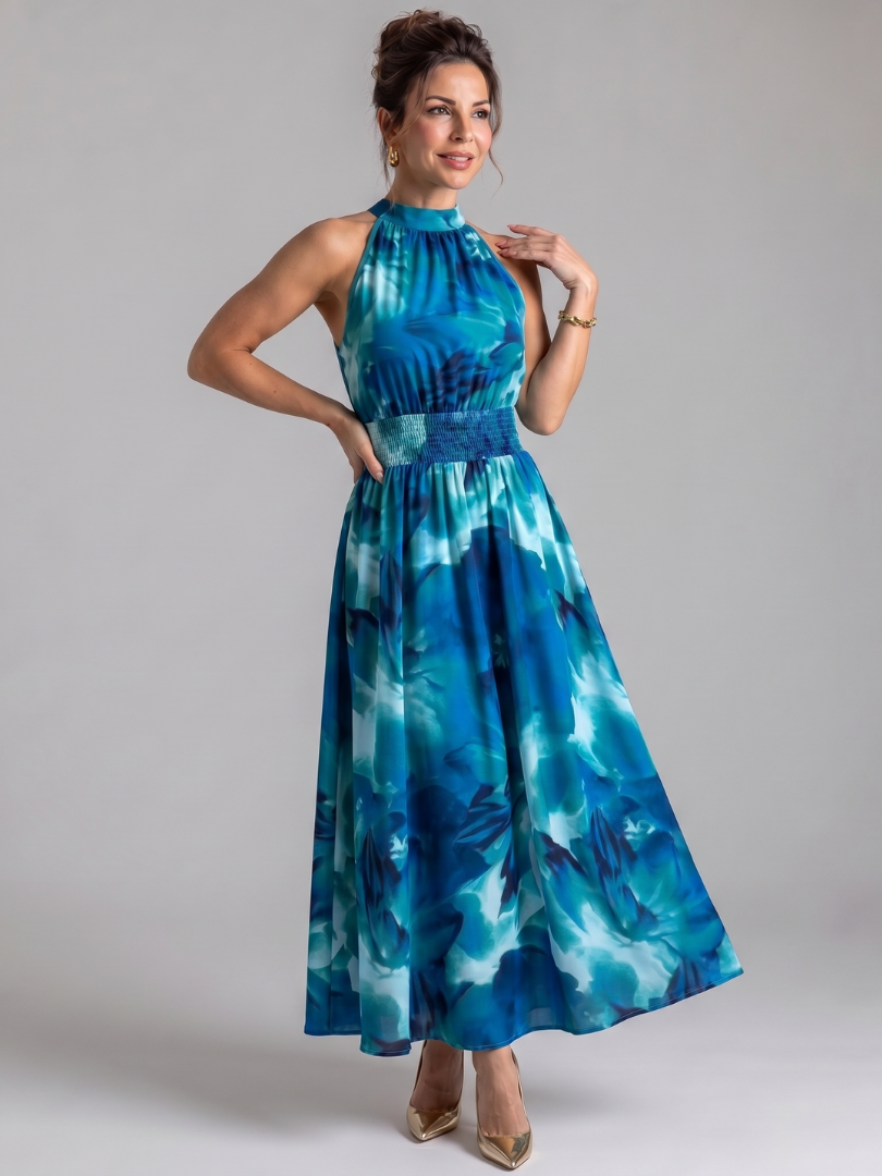 Olivia | Robe Midi à Taille Rassemblée et Imprimé Abstrait | Co