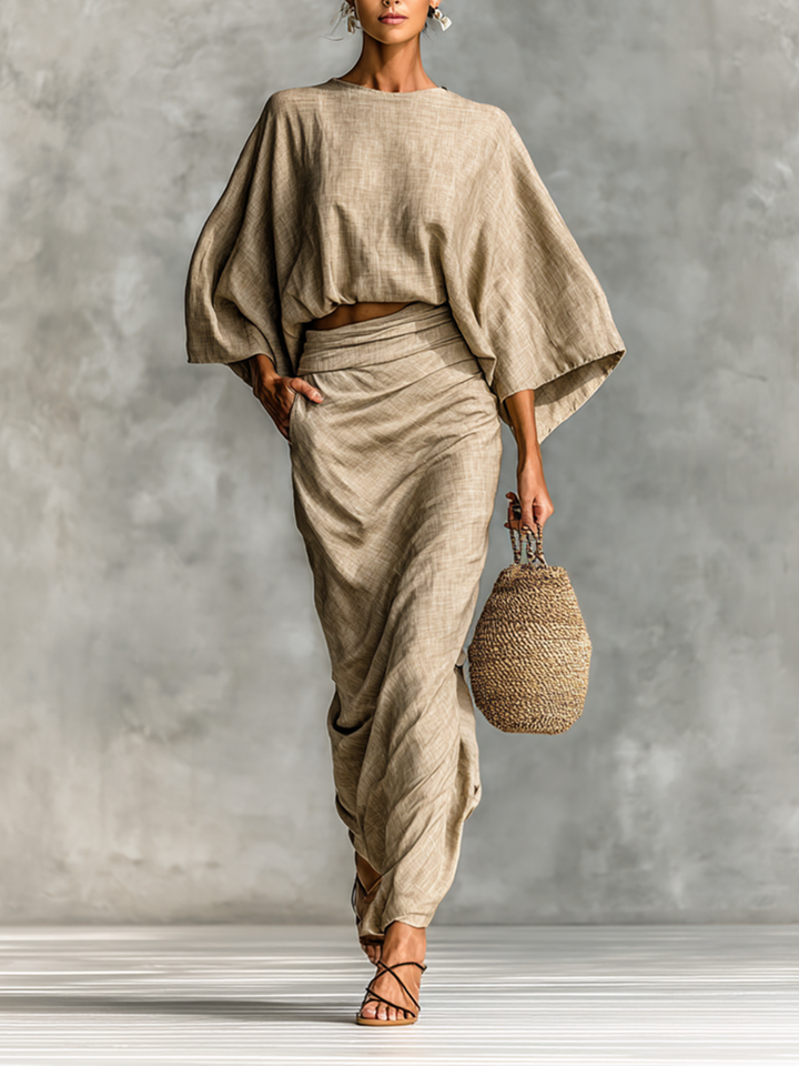 Selene | Soft Batwing Top and Maxi Skirt Two-Piece Set | Boutique