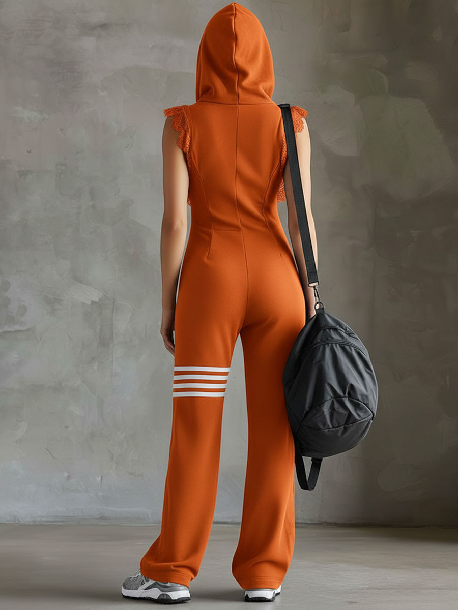 Giada - Retro Sports Jumpsuit with Hood and Stripes | Studio