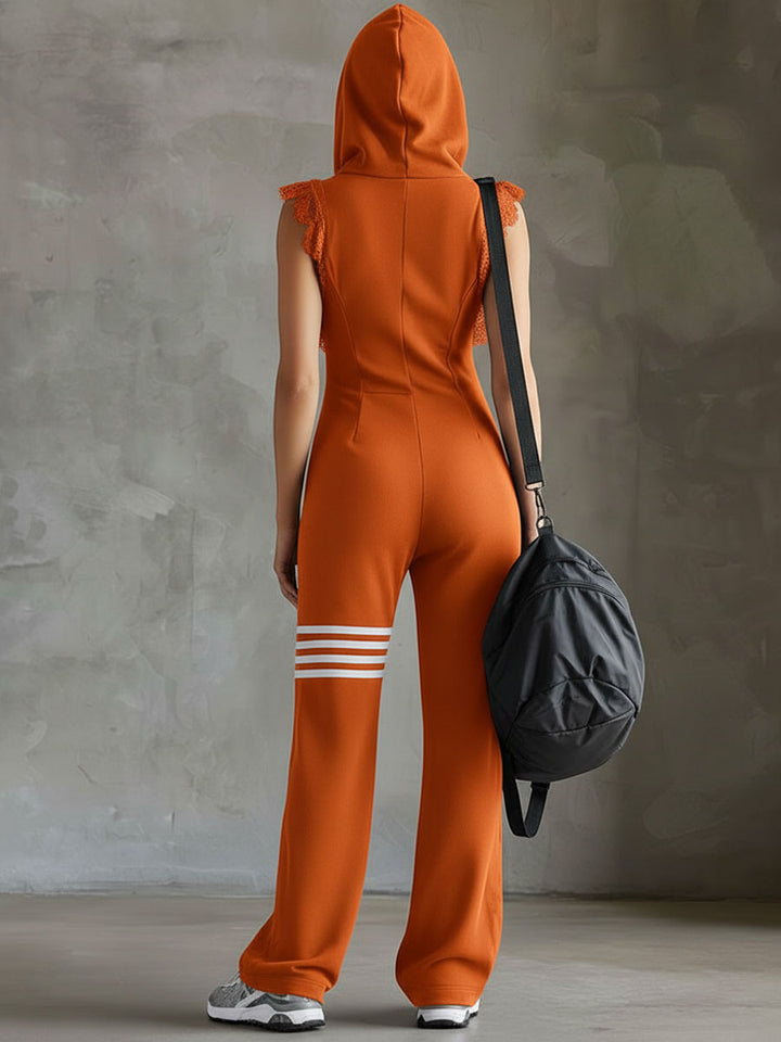 Giada - Retro Sports Jumpsuit with Hood and Stripes | Studio