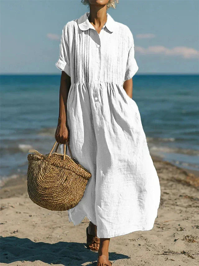 Alice | Robe Chemise en Coton à Boutons