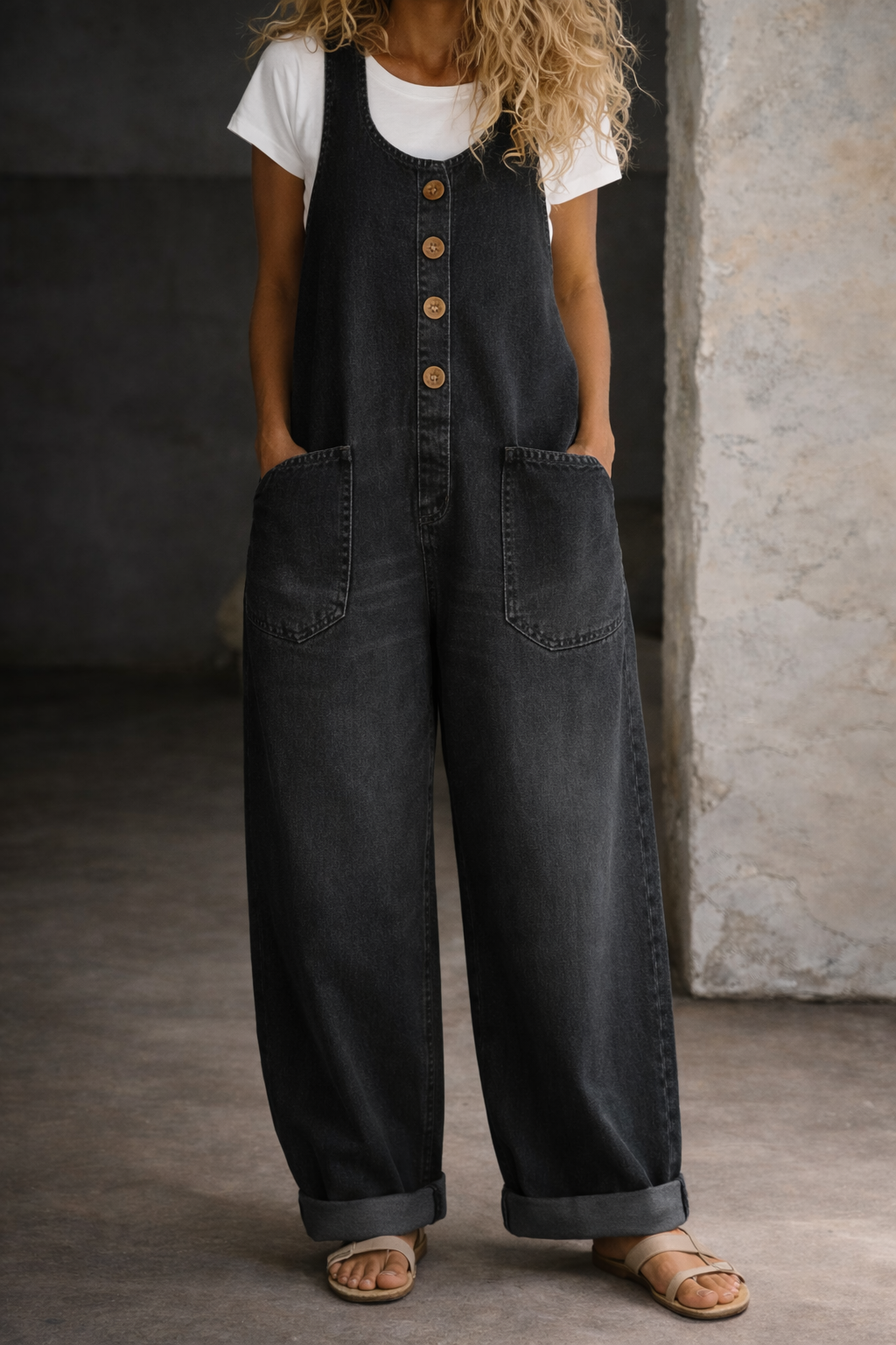 Bethany | Vintage Washed Cotton Denim Overalls | Gallery