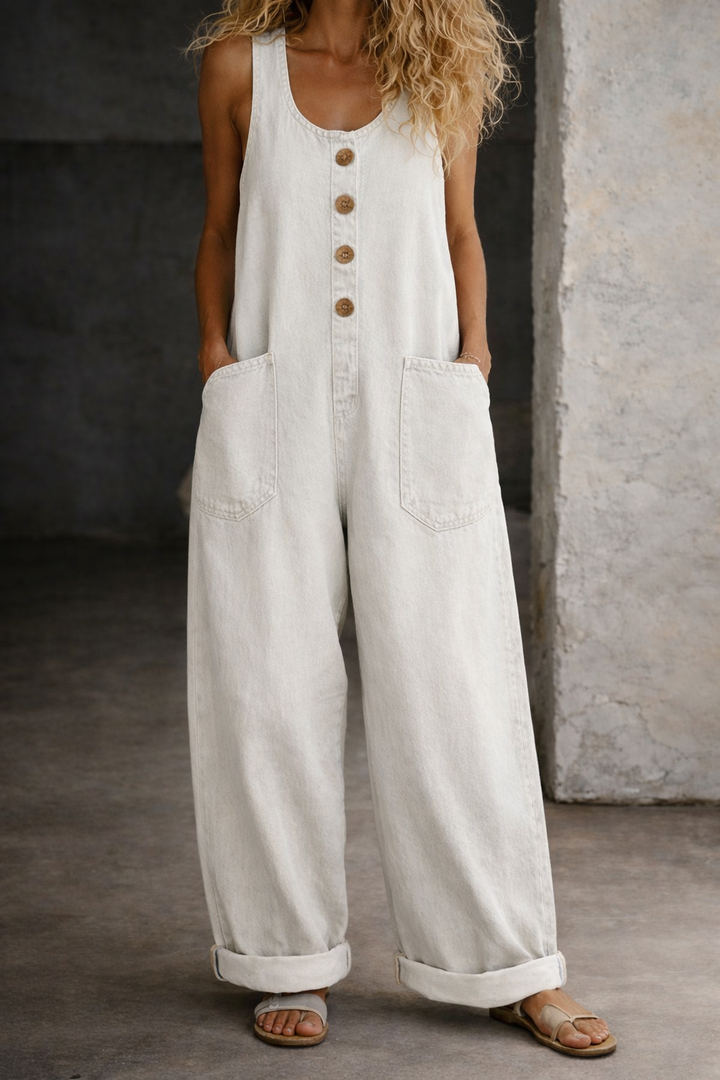 Willy | Salopette en denim en coton vintage lavé