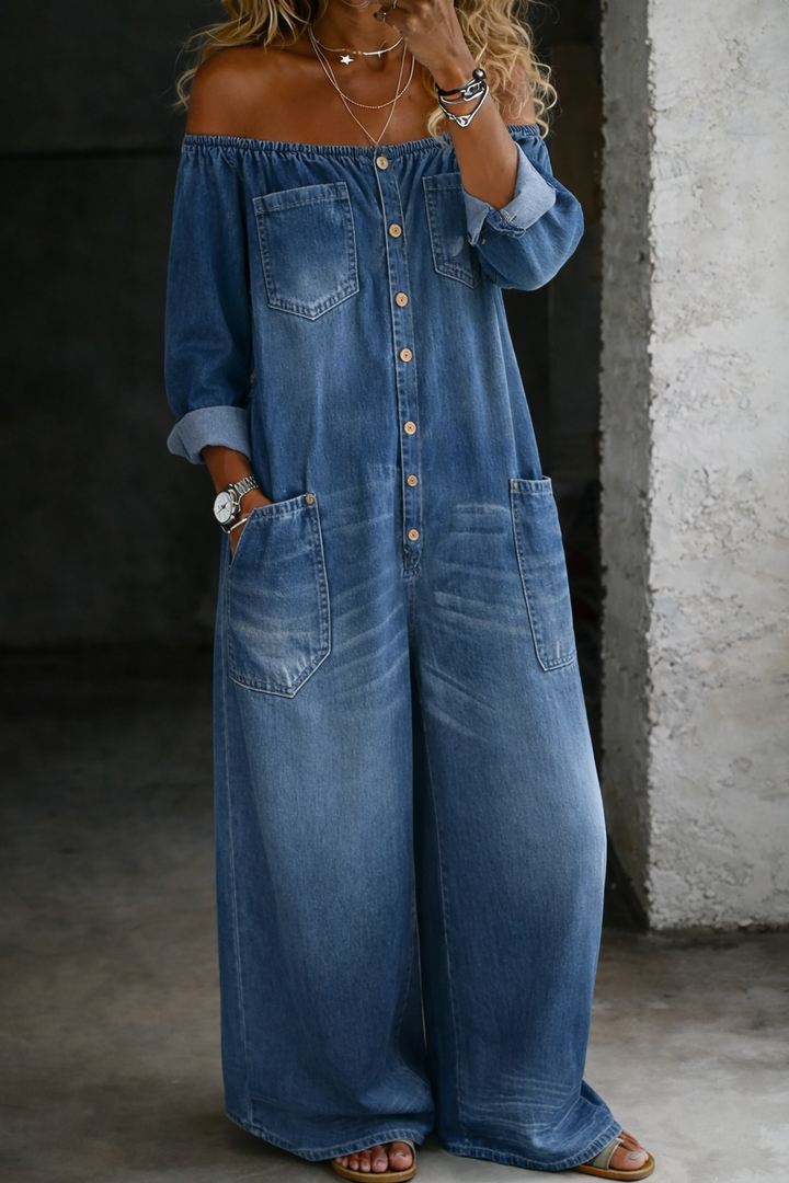 Elena | Off Shoulder Long Sleeve Jumpsuit | Edition