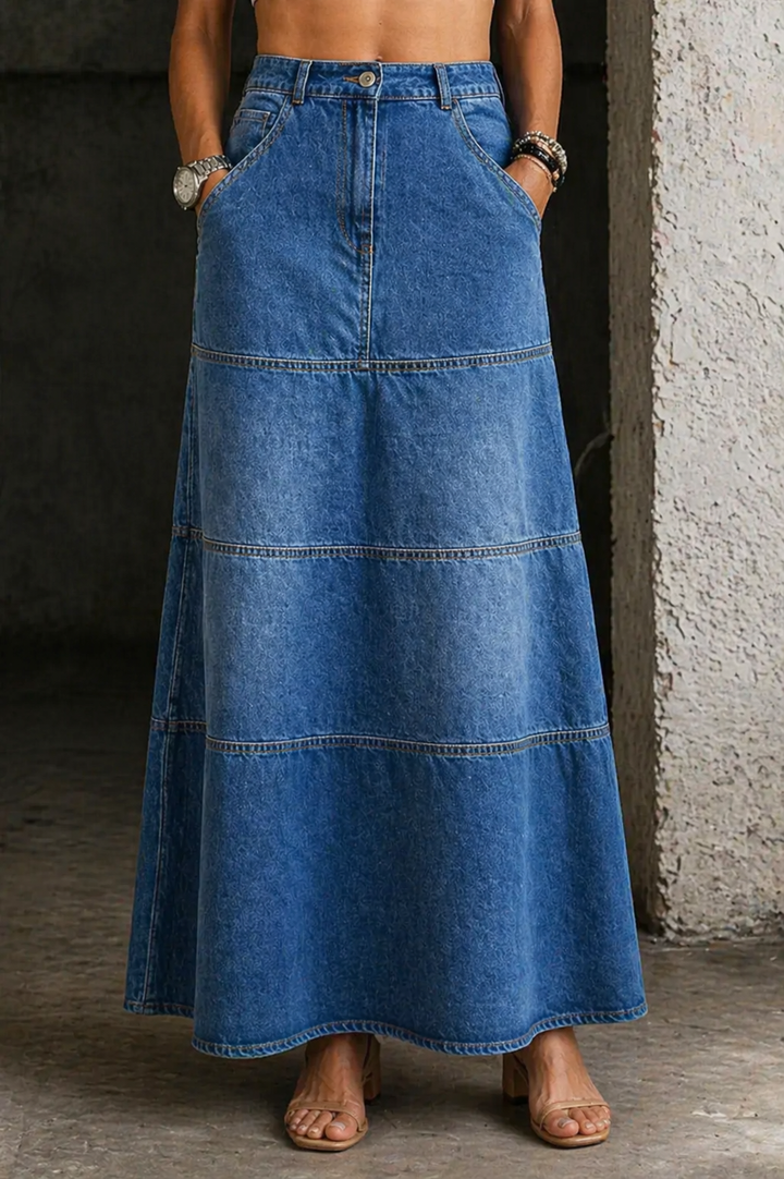 Mary | Jupe en Denim Mi-Longue