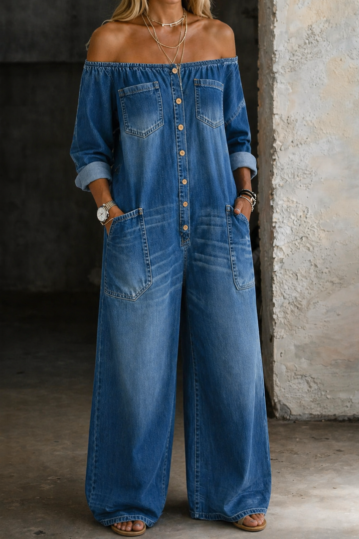 Elena | Off Shoulder Long Sleeve Jumpsuit | Edition