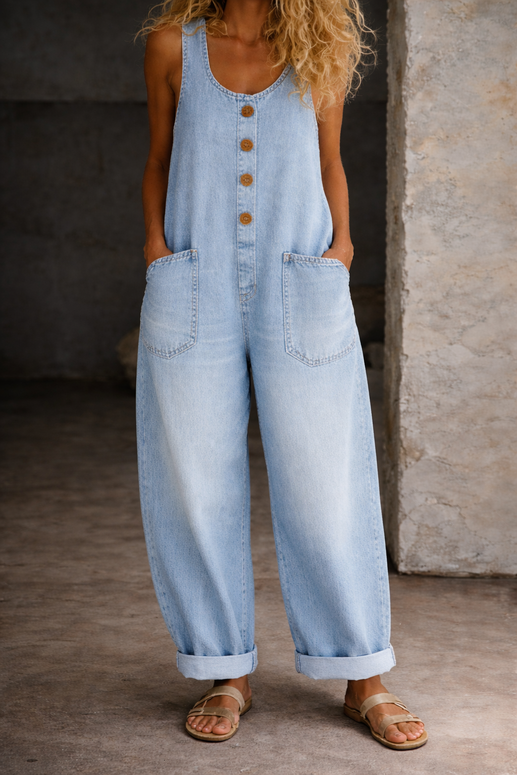 Sadie | Salopette en Denim Coton Vintage Lavé