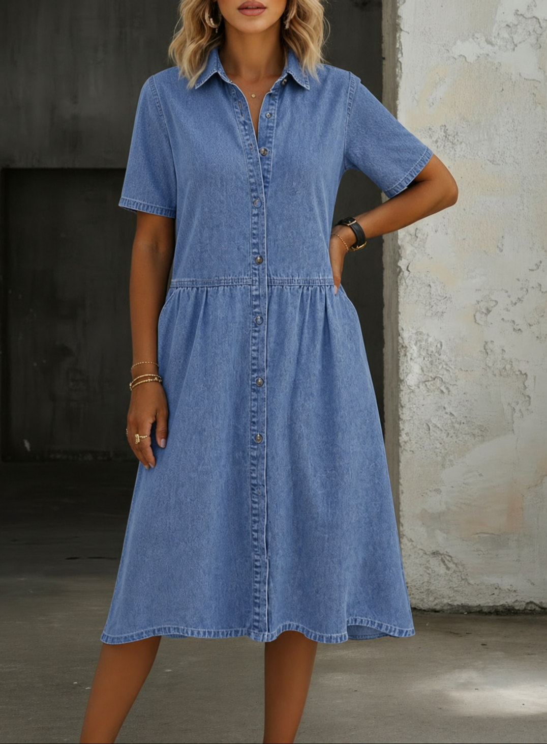 Carol | Short Sleeve Denim Dress | Workshop