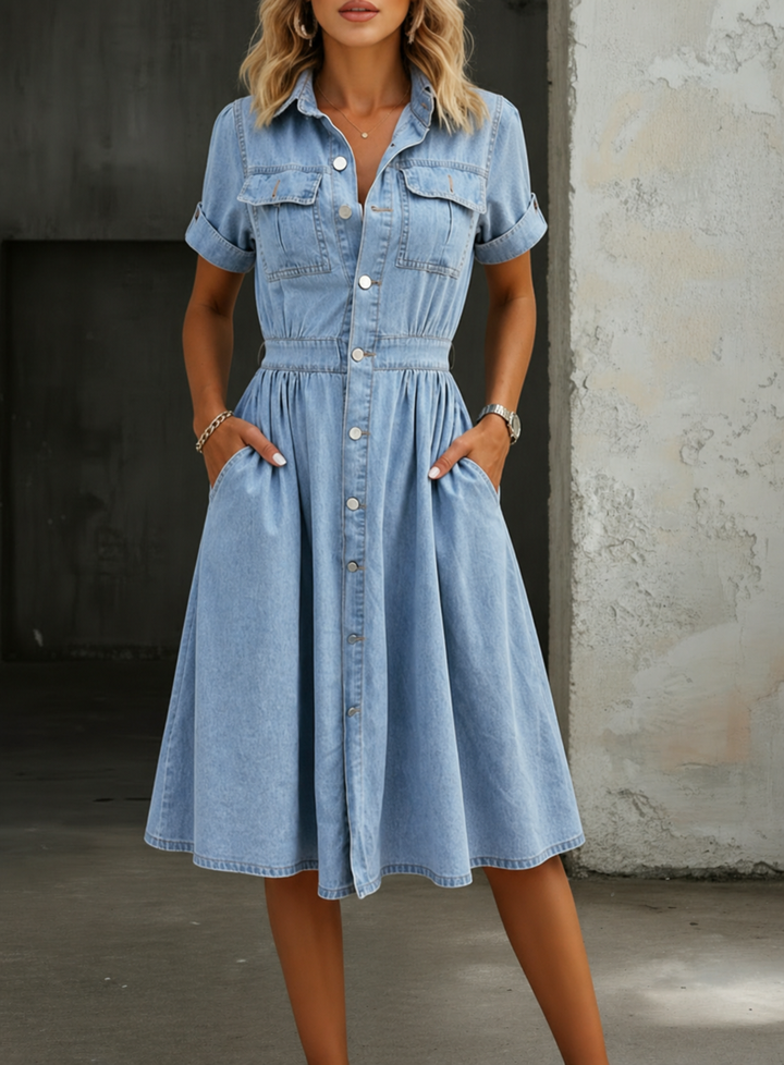 Deborah | Short Sleeve Denim Dress | Design