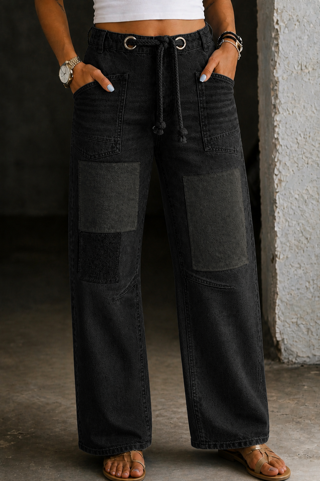 Margaret | Patchwork Drawstring Jeans | Atelier