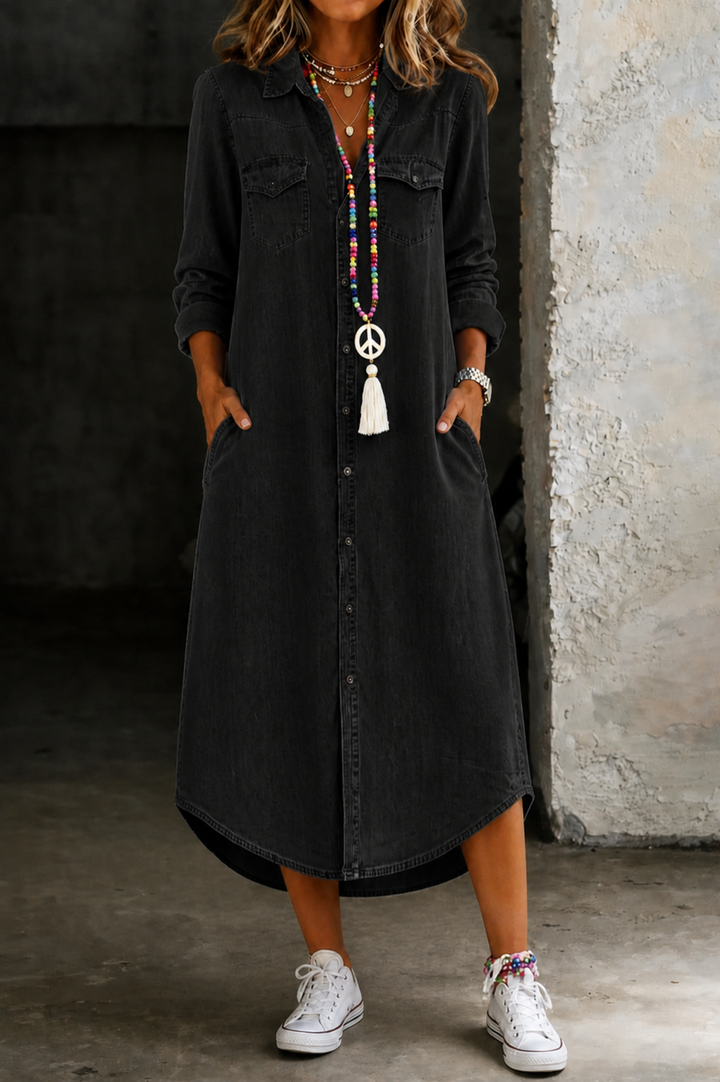 Helen | Casual Elegant Long Denim Shirt Dress | Edition