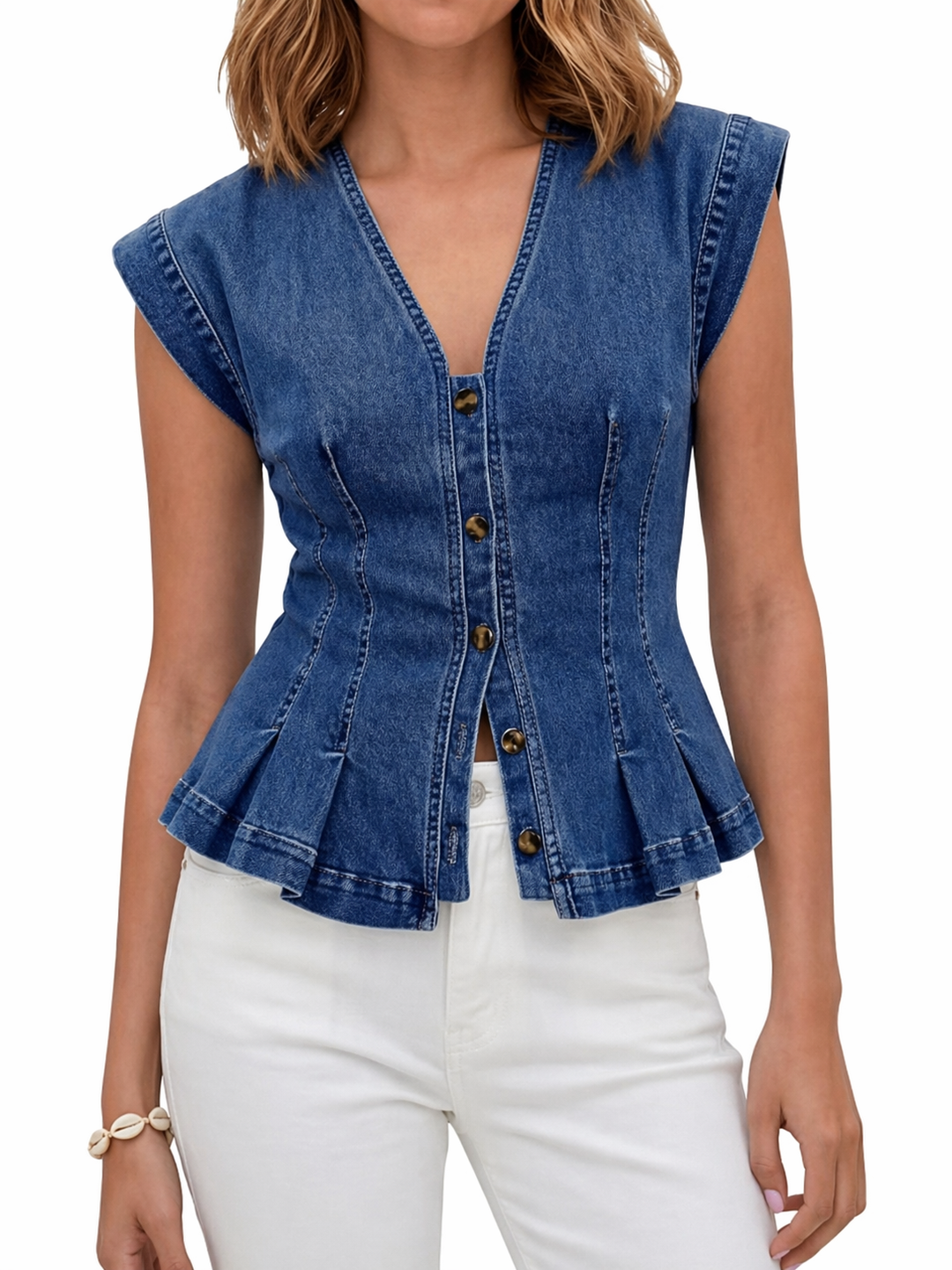 Viera | V-Neck Denim Top | Brand
