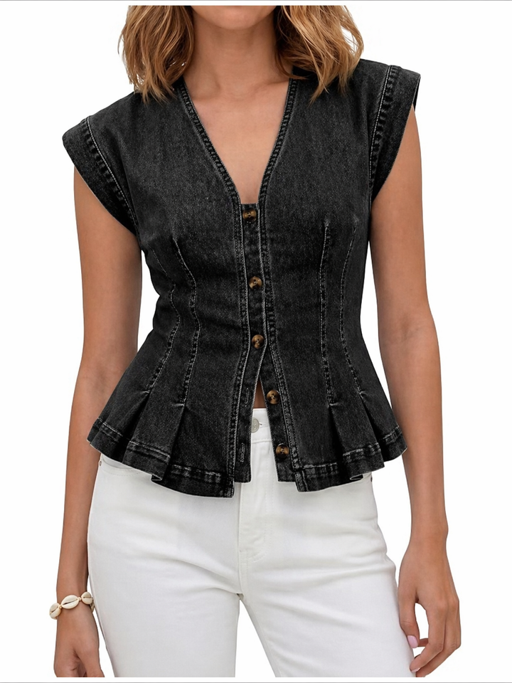 Viera | V-Neck Denim Top | Brand