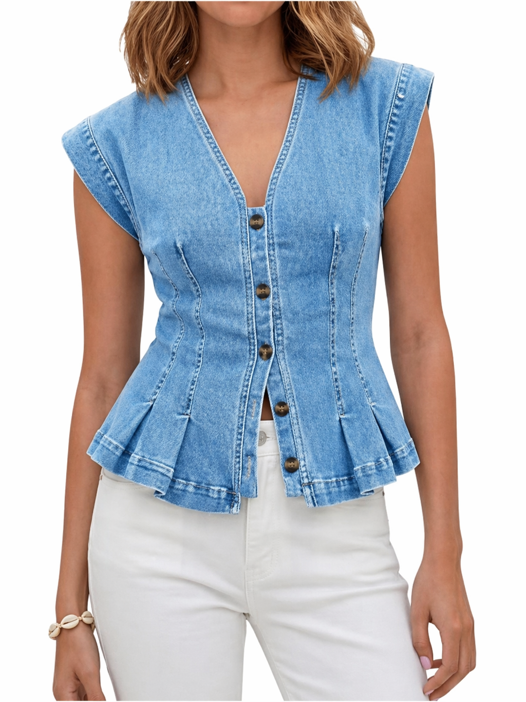 Viera | V-Neck Denim Top | Brand